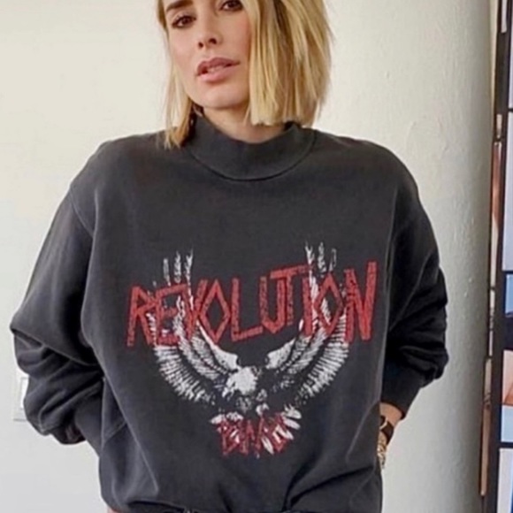 Anine Bing Tops - Anine Bing Saint Revolution Mock Neck Sweatshirt L Black